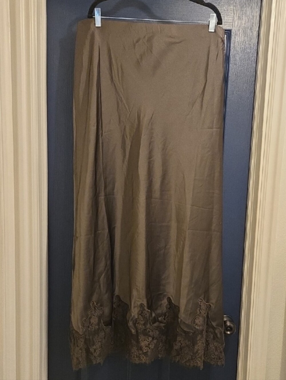 Petal & Pup Olive Brown Maxi Skirt with Embroidered Hem - Picture 5 of 5